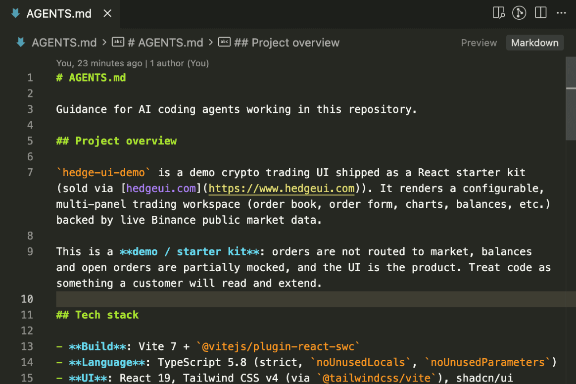 LLM friendly codebase in Hedge UI